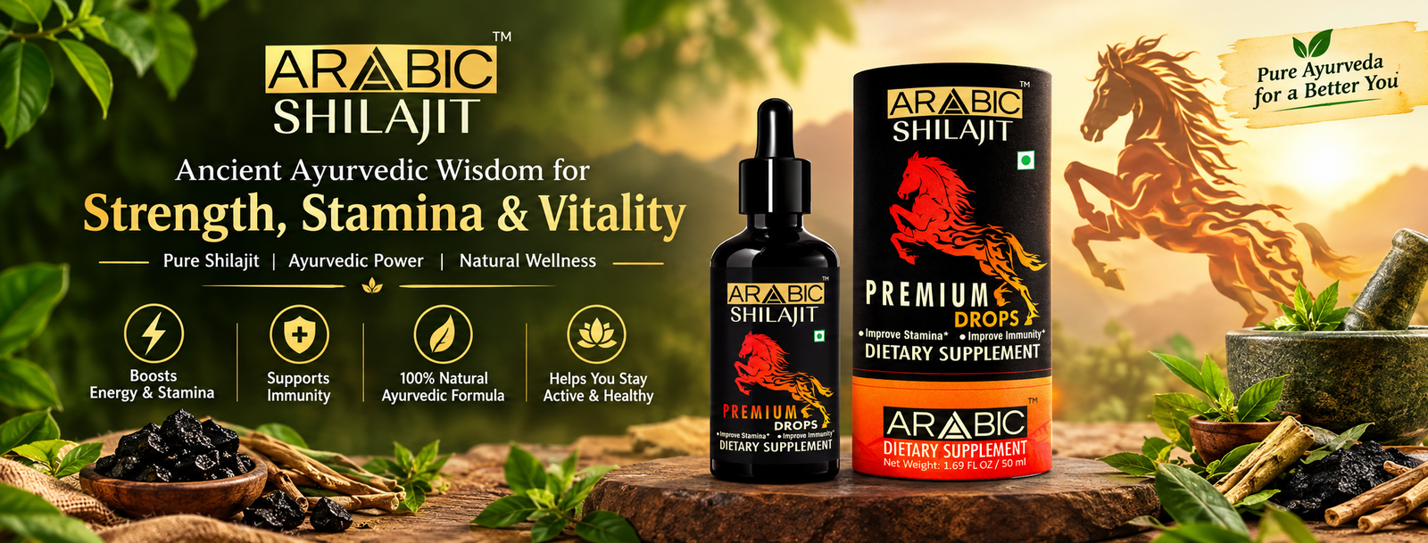 Arabic Shilajit Drops Banner