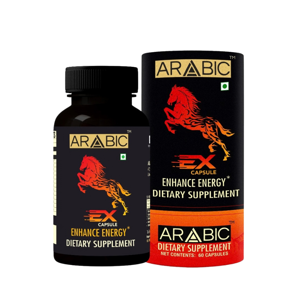ARABIC EX CAPSULES — premium-strength Shilajit and Keera Jari men's vitality complex, 60 vegetable capsules