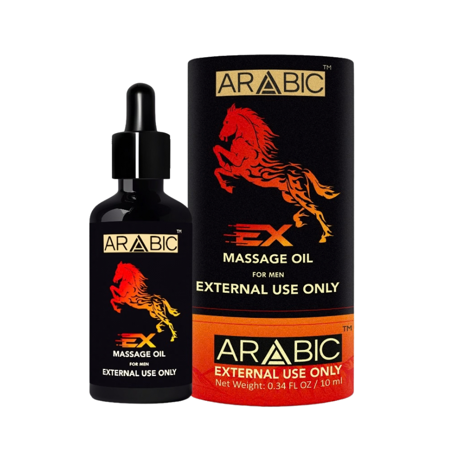 ARABIC Ex Massage Oil — premium cosmetic external-use Ayurvedic-inspired massage oil for men's discreet intimate self-care